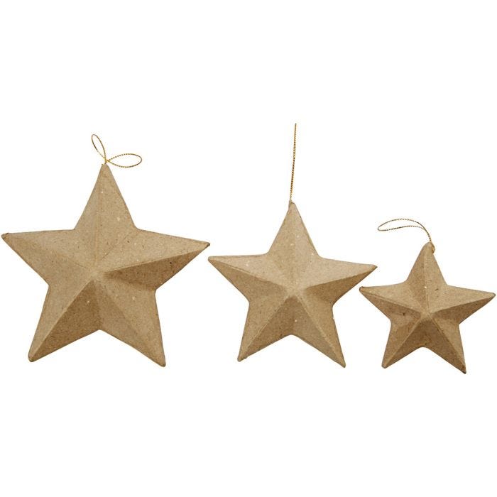 Stjerner , 7,5+10+12,5 cm, 6stk./ 1 pk.