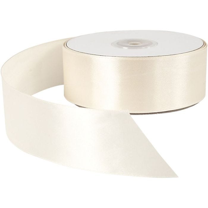 Satinbånd, B: 38 mm, creme, 50 m/ 1 rl.