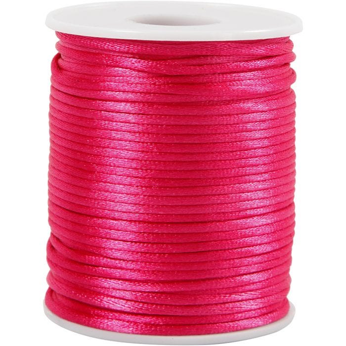 Satinsnor, tykkelse 2 mm, pink, 50 m/ 1 rl.