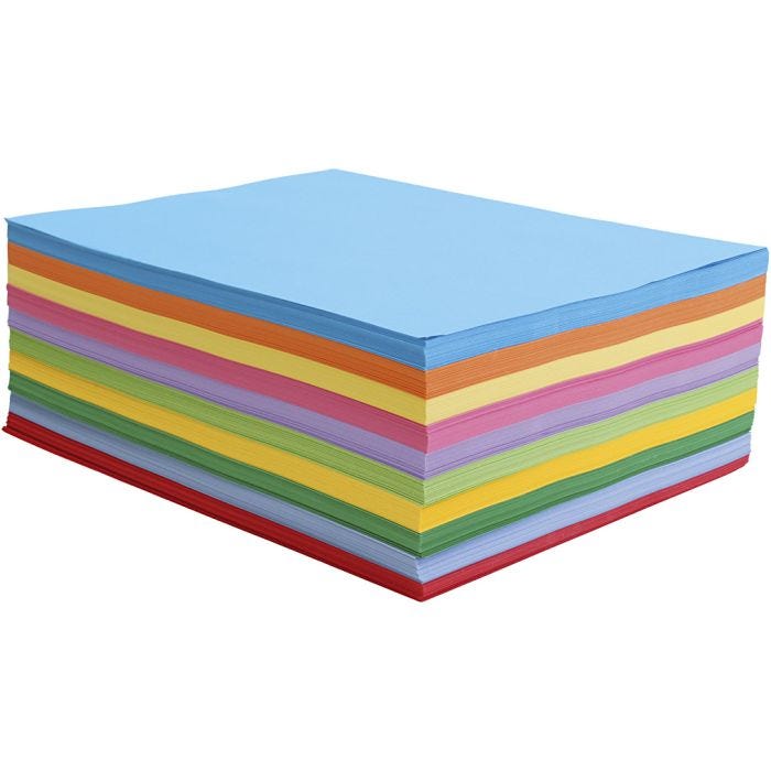 Creativ Papir, A4, 80 g, ass. farver, 1000 ark/ 1 pk.