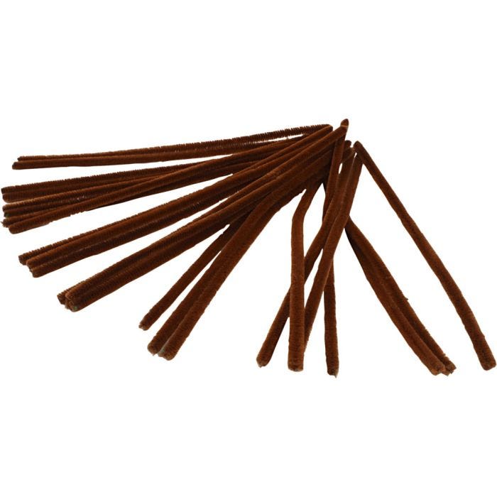 Chenille, L: 30 cm, tykkelse 9 mm, brun, 25 stk./ 1 pk.