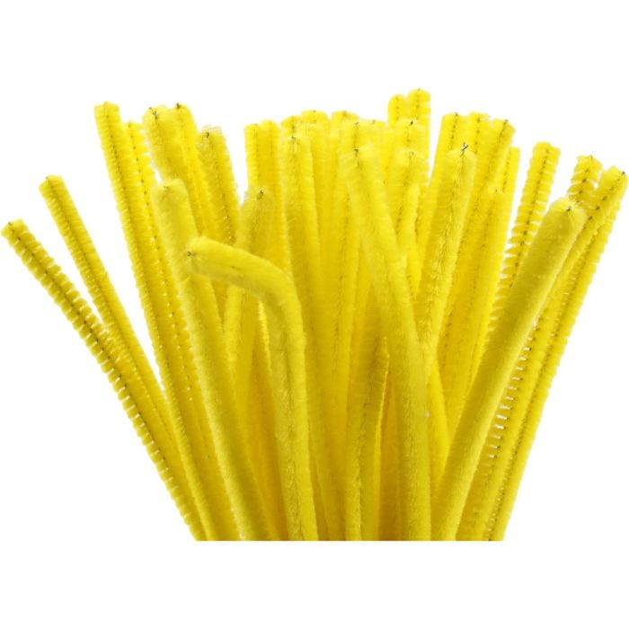 Chenille, L: 30 cm, tykkelse 6 mm, gul, 50 stk./ 1 pk.