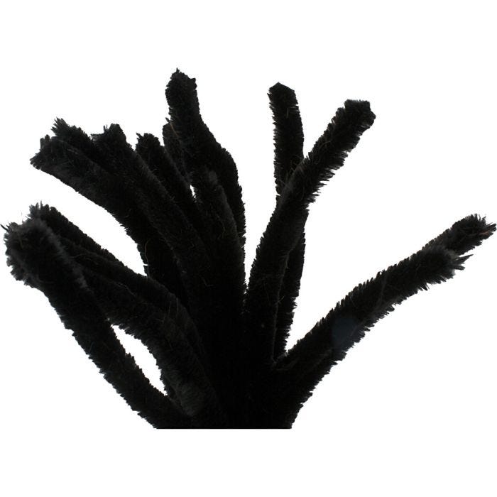 Chenille, L: 30 cm, tykkelse 15 mm, sort, 15 stk./ 1 pk.