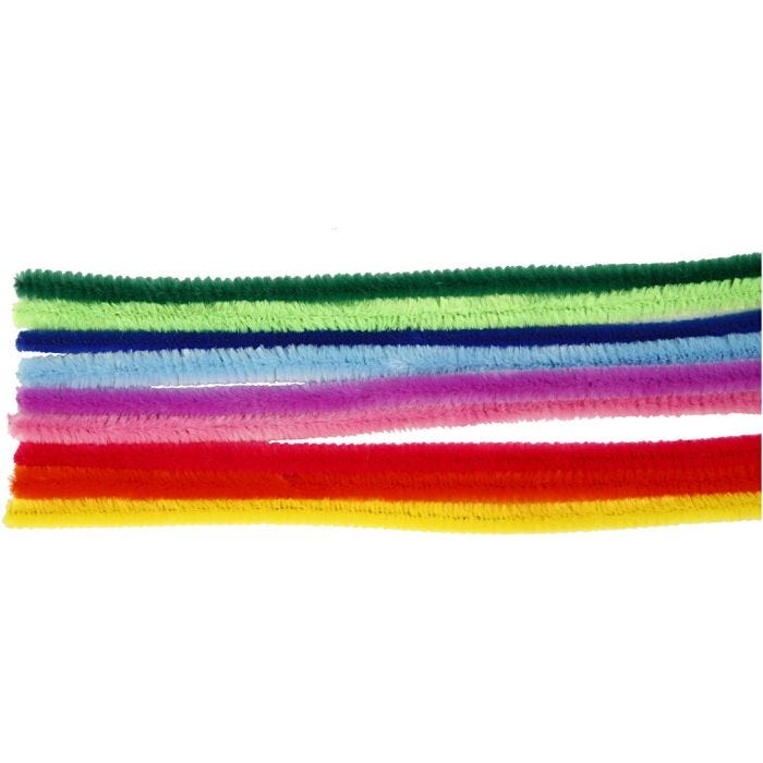 Chenille, L: 30 cm, tykkelse 9 mm, ass. farver, 25 ass./ 1 pk.