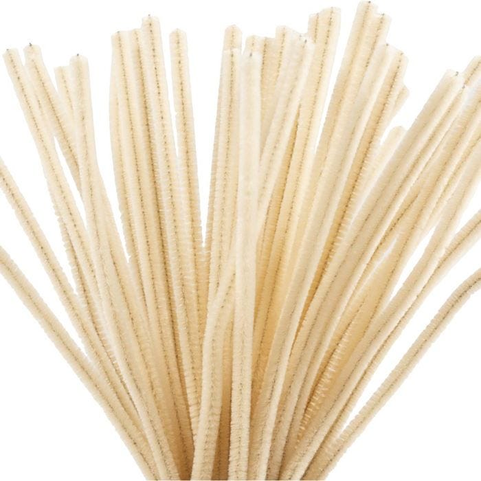 Chenille, L: 30 cm, tykkelse 6 mm, beige, 50 stk./ 1 pk.