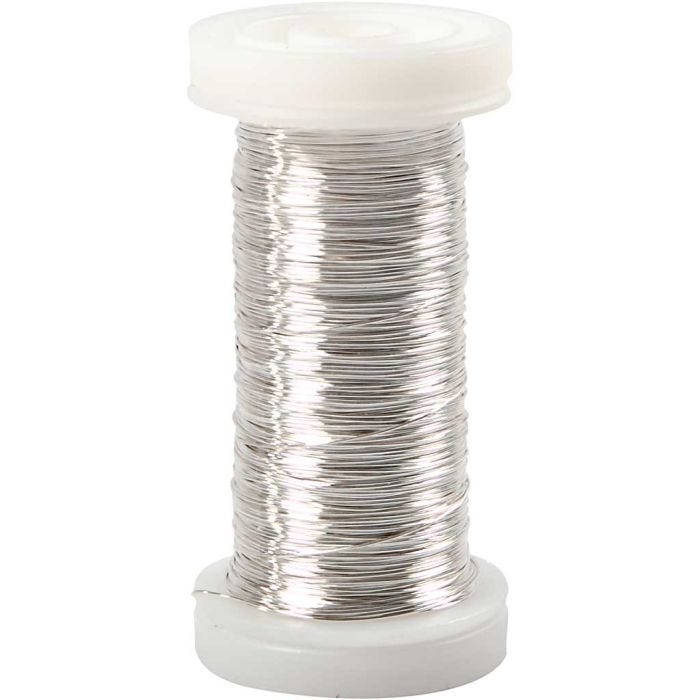 Sølvtråd, tykkelse 0,3 mm, forsølvet, 50 g, 100 m/ 1 rl.