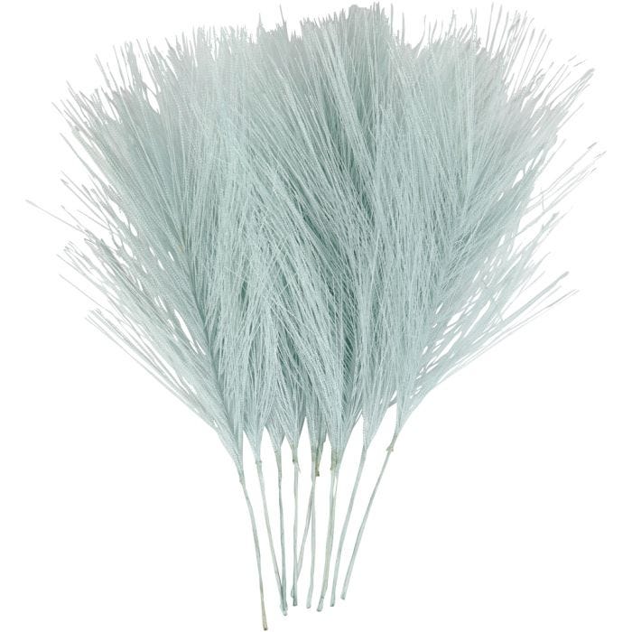 Kunstige fjer, L: 15 cm, B: 8 cm, lyseblå, 10 stk./ 1 pk.