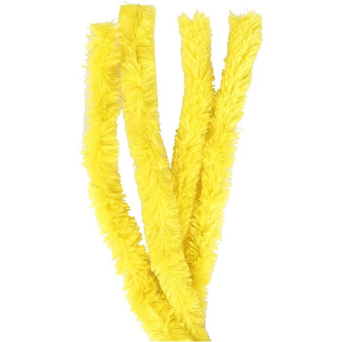 Chenille, L: 40 cm, tykkelse 30 mm, gul, 4 stk./ 1 pk.