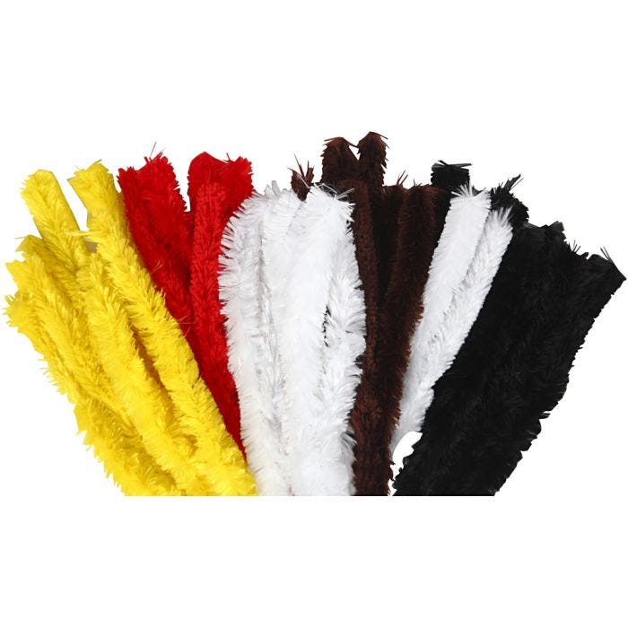 Chenille, L: 40 cm, tykkelse 30 mm, ass. farver, 48 stk./ 1 pk.
