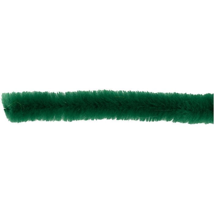 Chenille, L: 30 cm, tykkelse 6 mm, mørk grøn, 50 stk./ 1 pk.