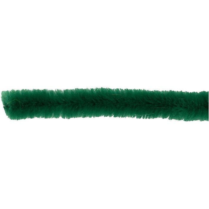 Chenille, L: 30 cm, tykkelse 9 mm, mørk grøn, 25 stk./ 1 pk.