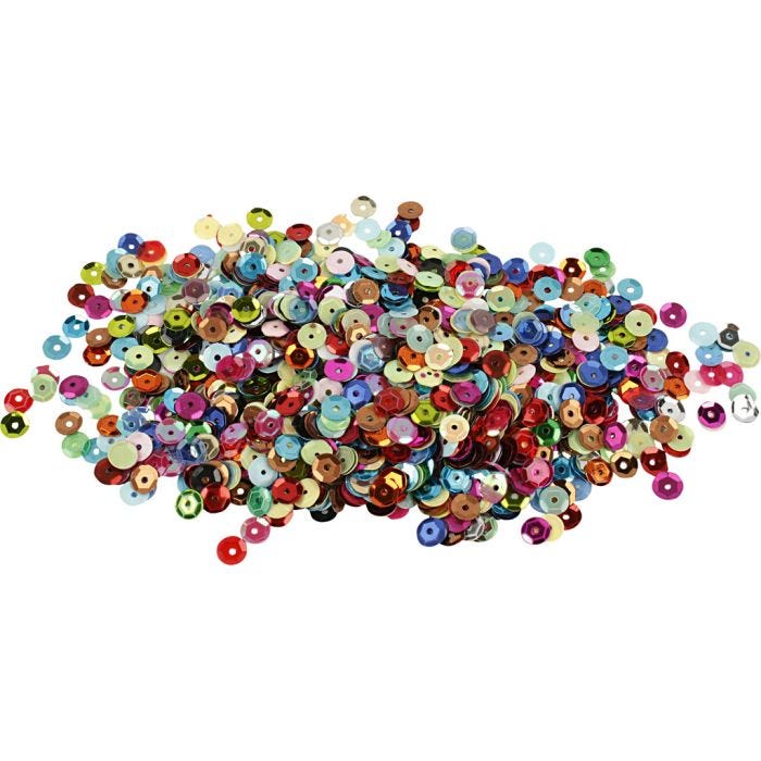 Pailletter, runde, str. 6 mm, 100 g/ 1 pk.