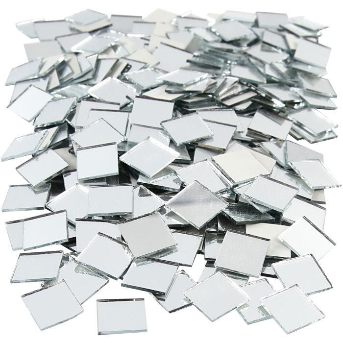 Spejlmosaik, str. 16x16 mm, tykkelse 1 mm, 500 stk./ 1 pk.