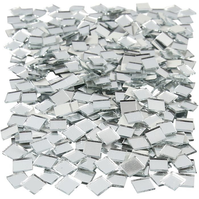 Spejlmosaik, str. 10x10 mm, tykkelse 2 mm, 500 stk./ 1 pk.