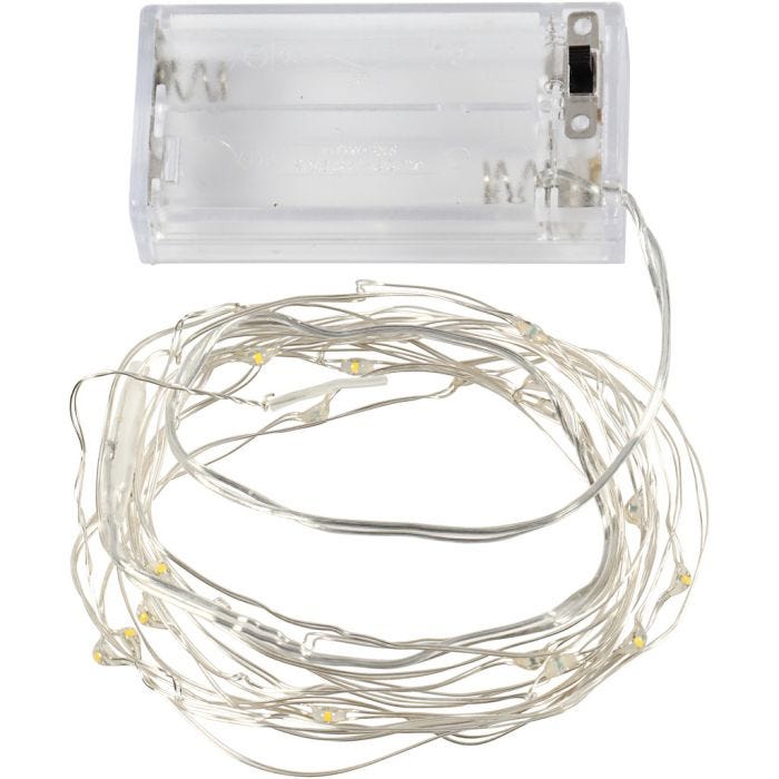 LED lyskæde, L: 3,15 M, sølv, 1 stk.