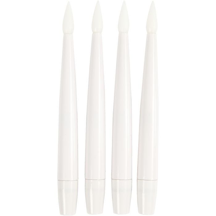 LED juletræslys, H: 15,5 cm, diam. 14 mm, 4 stk./ 1 pk.
