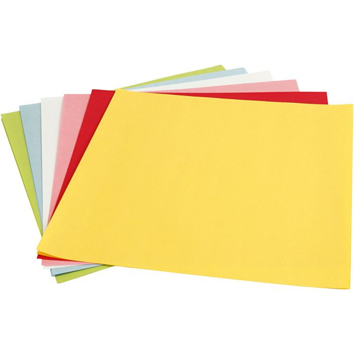 Lyspapir, ark 30x30 cm, 80 g, standardfarver, 12 ark/ 1 pk.
