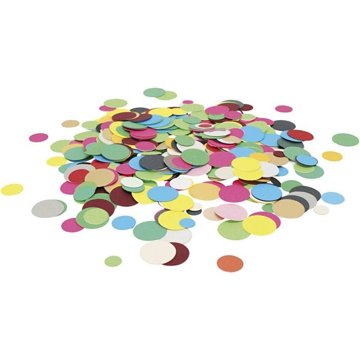 Rund kartonmosaik, diam. 10+15+20 mm, neonfarver, 180 g/ 1 ps.