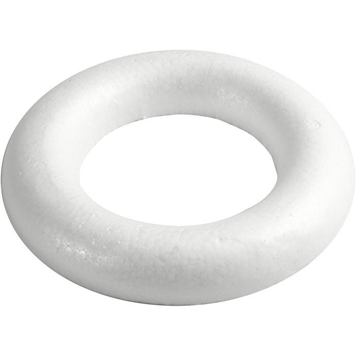 Ring med flad bagside, 25 cm, 30 mm, hvid, 1 stk.