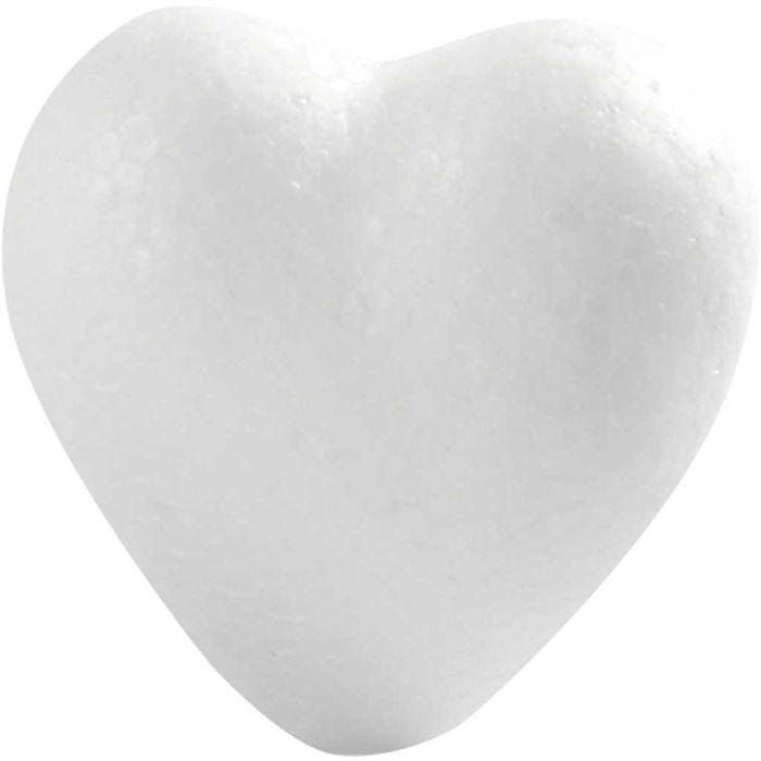 Hjerte, H: 6 cm, D: 3 cm, B: 6 cm, hvid, 50 stk./ 1 pk.