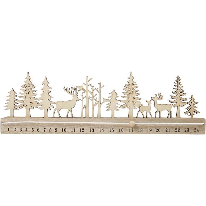 Julekalender nedtælling, H: 12 cm, L: 40 cm, B: 3,6 cm, 1 stk.