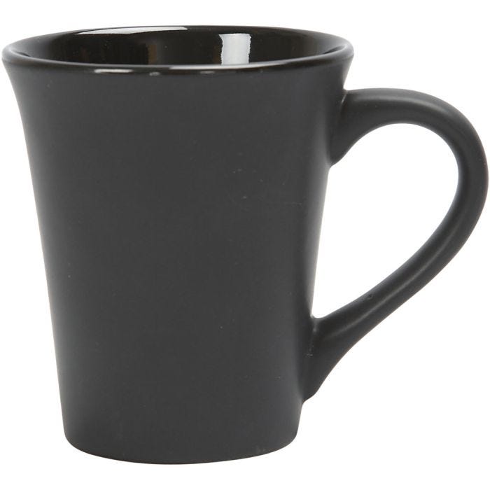 Krus, H: 10 cm, diam. 5,9-8,7 cm, 300 ml, sort, 12 stk./ 1 pk.