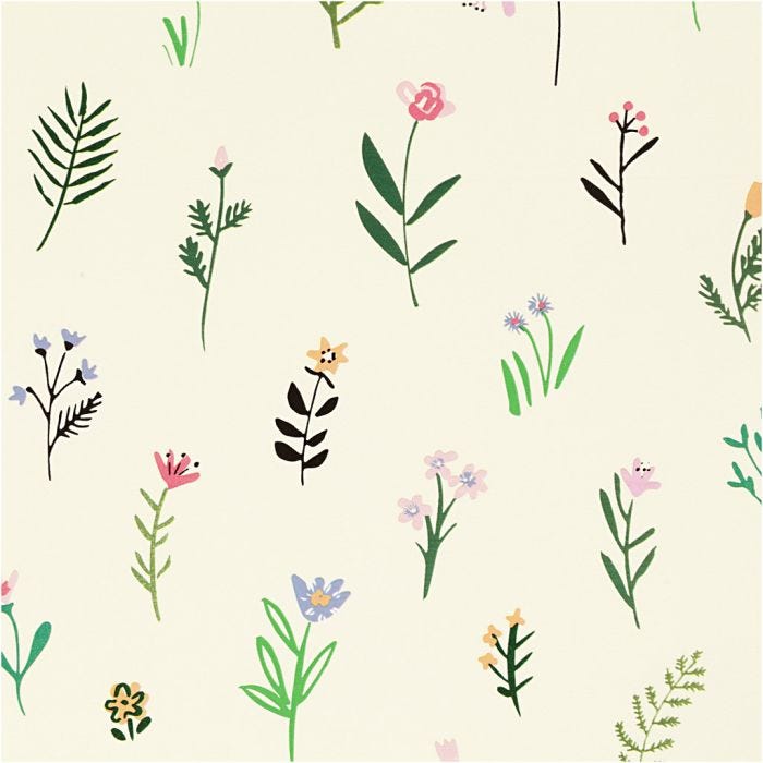 Gavepapir, Blomster, B: 50 cm, 80 g, 100m/ 1 rl.