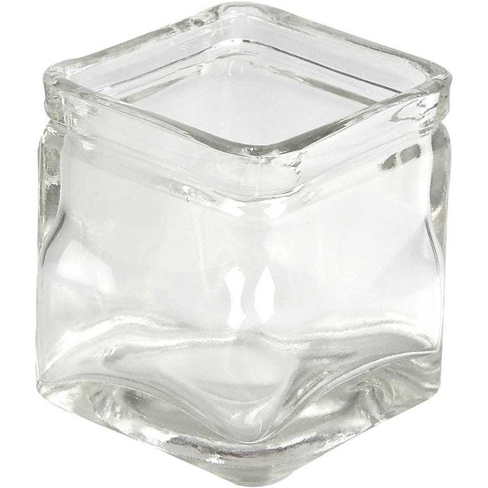 Firkantet lysglas, H: 8 cm, str. 7,5x7,5 cm, 12stk./ 1 pk.