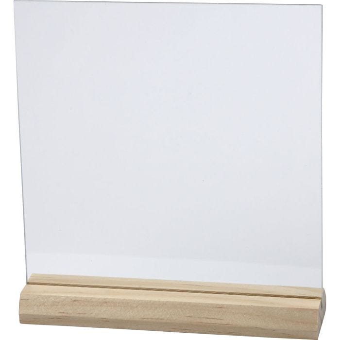 Glasplade med træfod, str. 15,5x15,5 cm, tykkelse 28 mm, 10 sæt/ 1 pk.