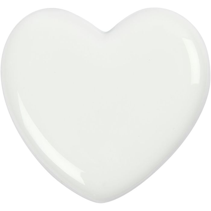 Hjerte, 6,5x6,5 cm, 10 mm, hvid, 1 stk.