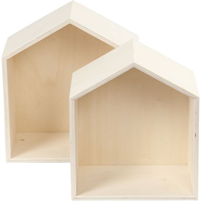 Bogkasser, hus, H: 22,5+25 cm, D: 12,5 cm, B: 19,5+22,5 cm, 2 stk./ 1 sæt