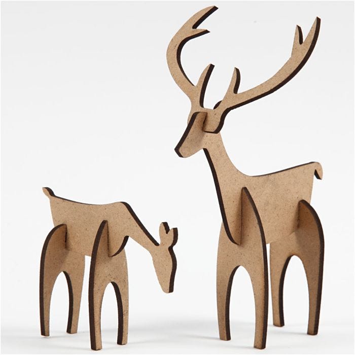 Kronhjort og hind, 5+12,5 cm, 6,5+8 cm, 1 sæt