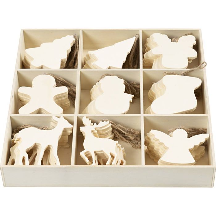 Juleophæng, ass. gaver, str. 7-9 cm, tykkelse 4 mm, 90 stk./ 1 pk.