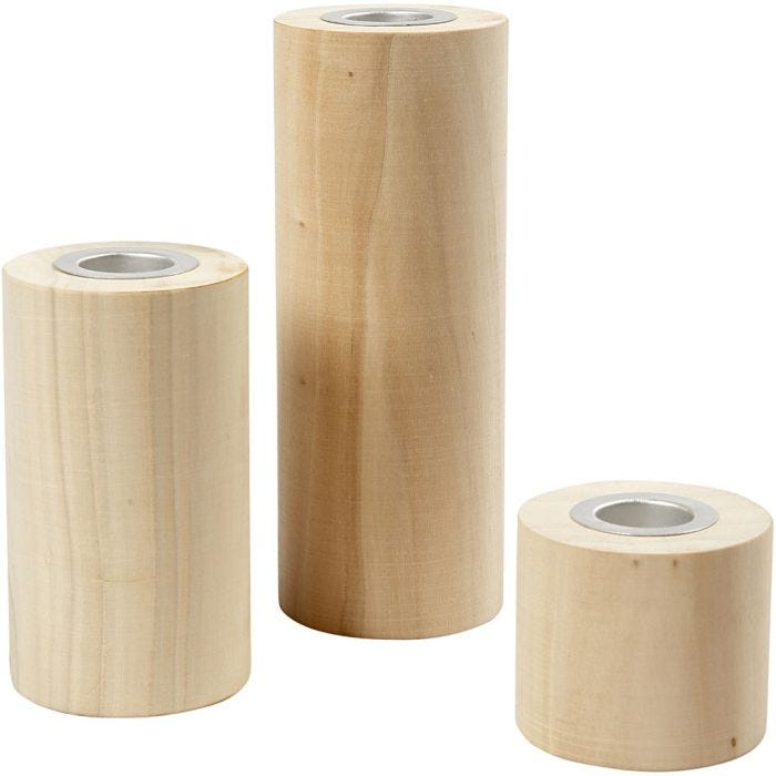 Lysestager, H: 14,5+9+6,5 cm, hulstr. 2,3 cm, 3stk./ 1 pk.