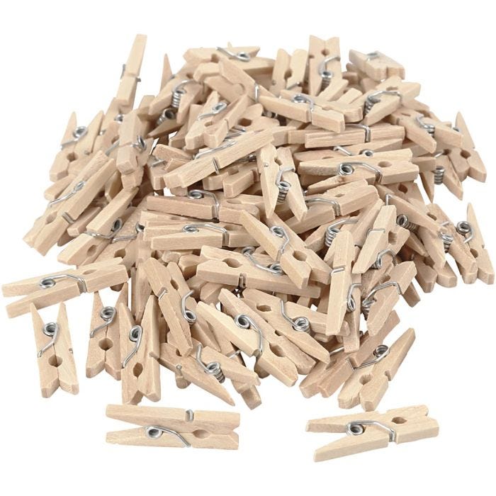 Tøjklemmer, L: 25 mm, B: 3 mm, 100 stk./ 1 pk.