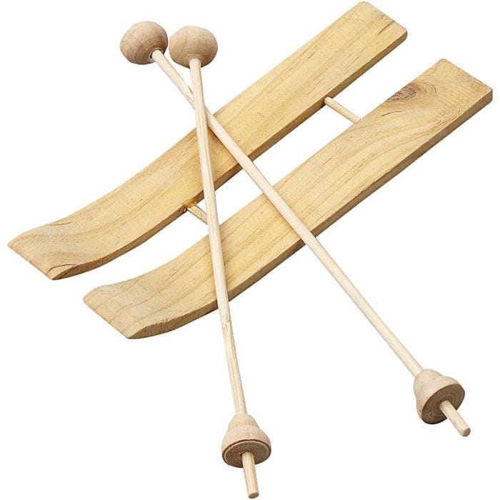 Ski med stave, str. 11x3,8 cm, 3 par/ 1 pk.