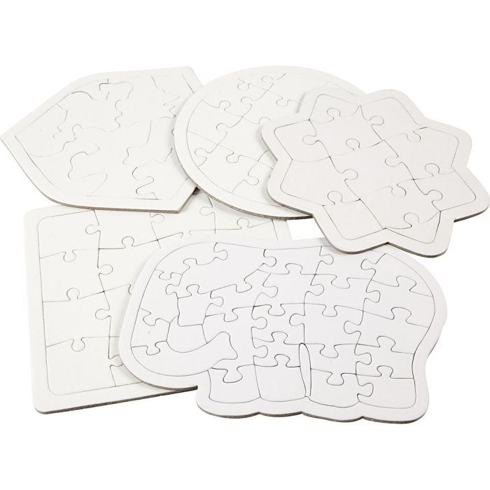 Puslespil, str. 17-21 cm, hvid, 10 stk./ 1 pk.
