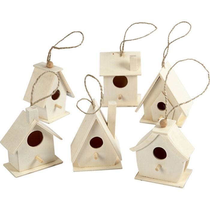 Fuglehuse, H: 7 cm, 6 stk./ 1 pk.