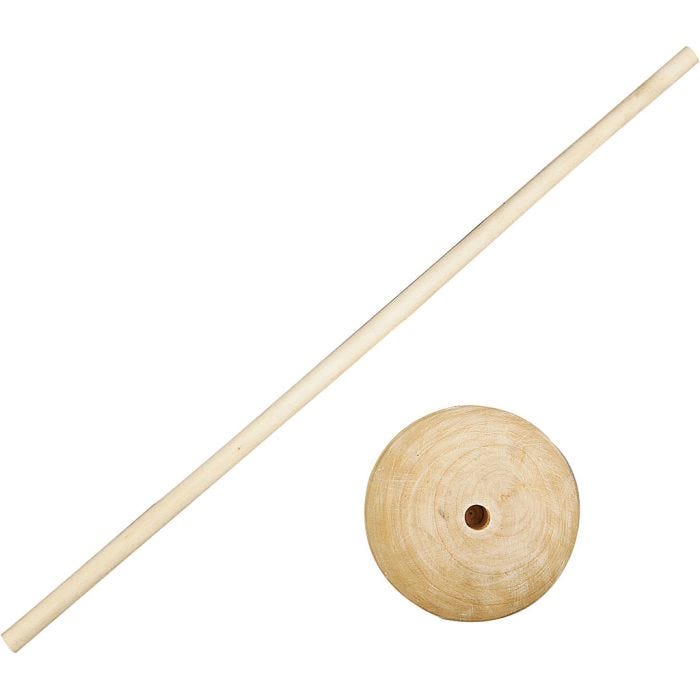 Rundstok med fod, H: 30 cm, diam. 6,5 cm, hulstr. 8 mm, 5 sæt/ 1 pk.
