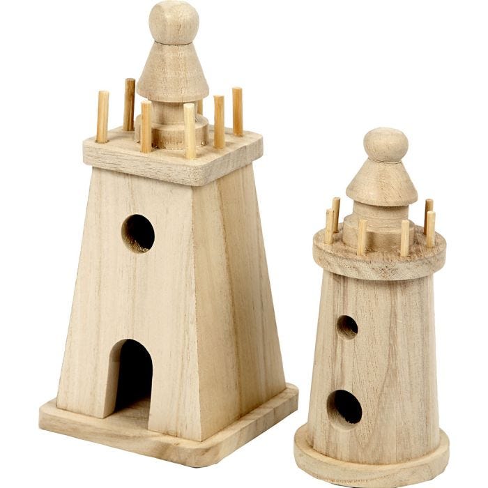 Fyrtårn, H: 13,5+18 cm, 2 stk./ 1 pk.