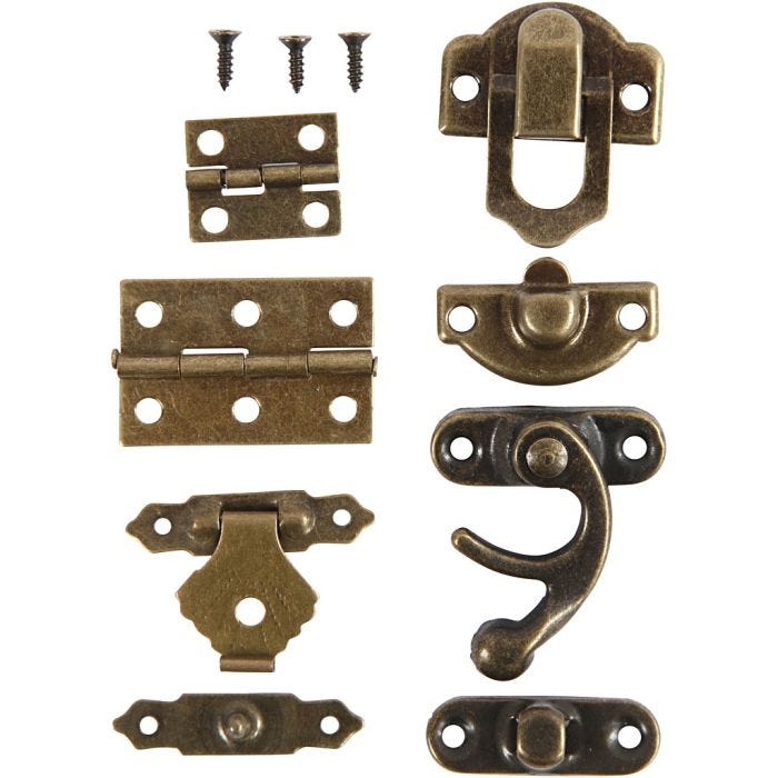Minibeslag, str. 16x19-19x29,5 mm, antik guld, 15 sæt/ 1 pk.