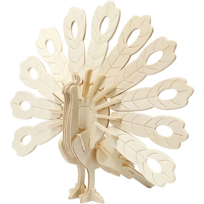 3D konstruktionsfigur, påfugl, 10x20,5x17,5 cm, 1 stk.