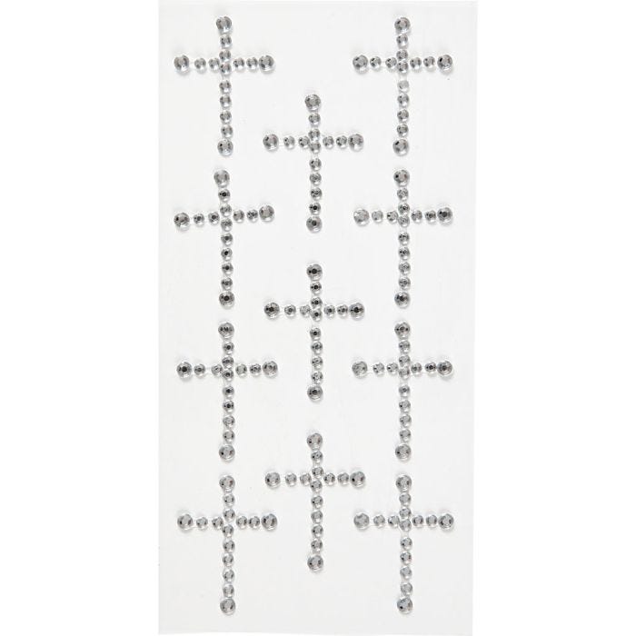 Rhinstenskors, str. 35x25 mm, sølv, 11 stk./ 1 pk.