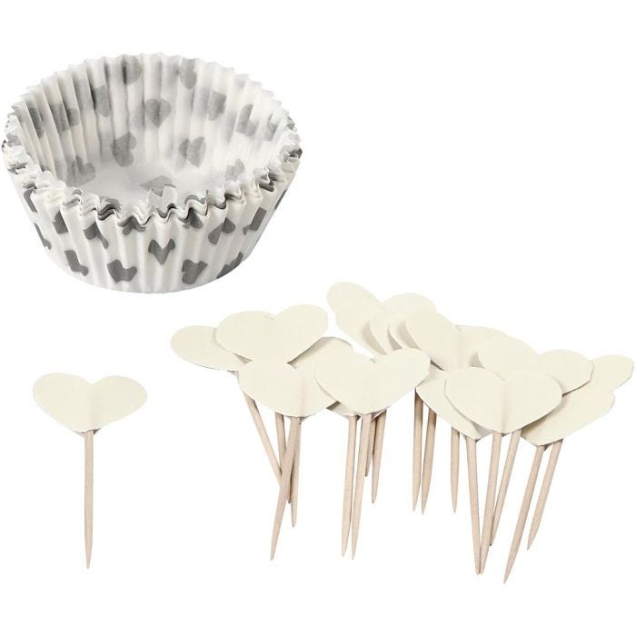 Muffinforme, H: 3 cm, diam. 5 cm, 40 g, råhvid, 24 sæt/ 1 pk.