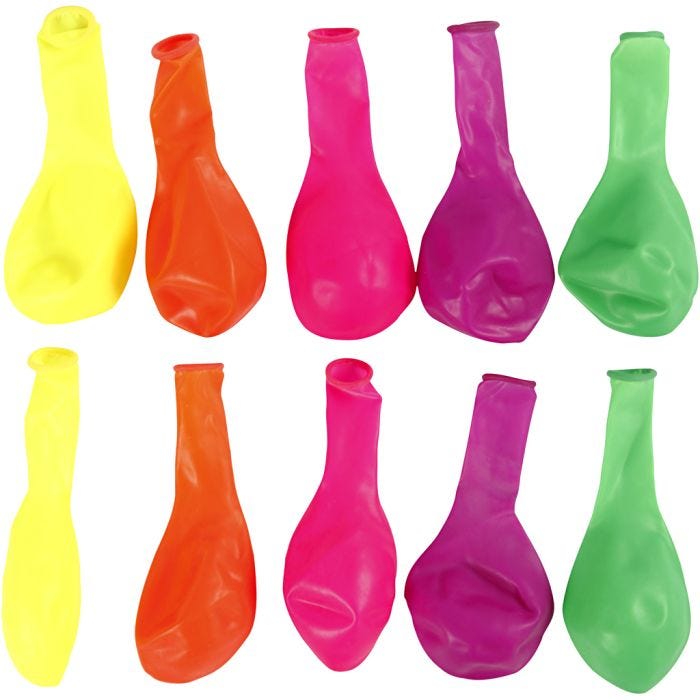 Balloner, runde, 23 cm, neonfarver, 10stk./ 1 pk.