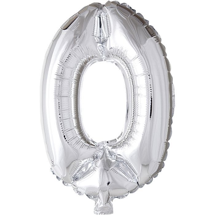 Folieballon, 0, 41 cm, sølv, 1 stk.