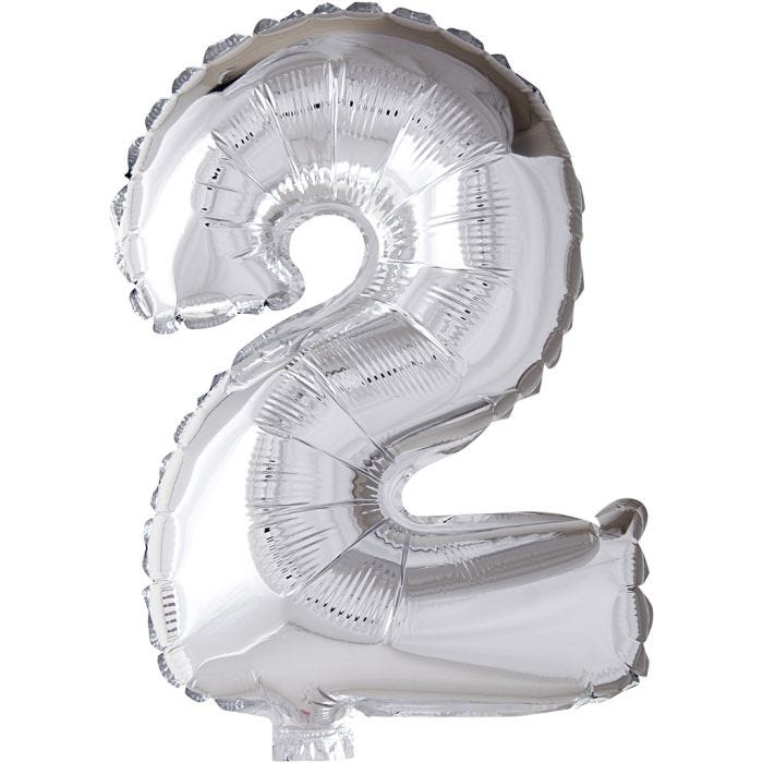 Folieballon, 2, 41 cm, sølv, 1 stk.