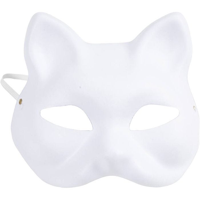 Kattemaske, 17,5 cm, 18,5, hvid, 1 stk.