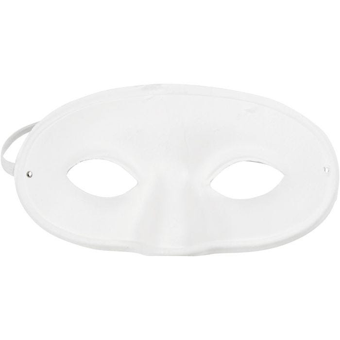 Halvmaske, 9,5 cm, 18,5 cm, hvid, 1 stk.