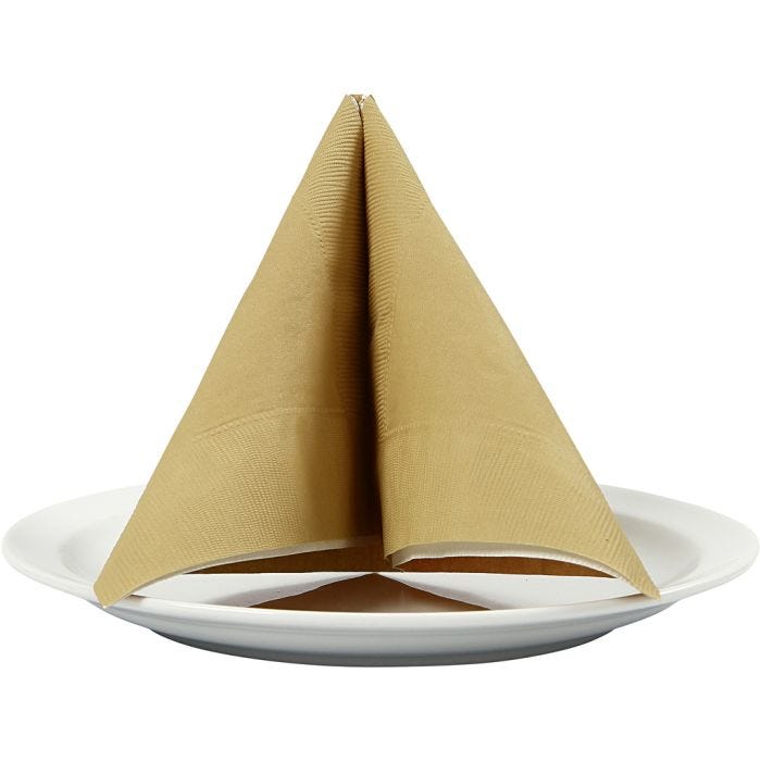 Servietter, str. 40x40 cm, 60 g, guld, 20 stk./ 1 pk.